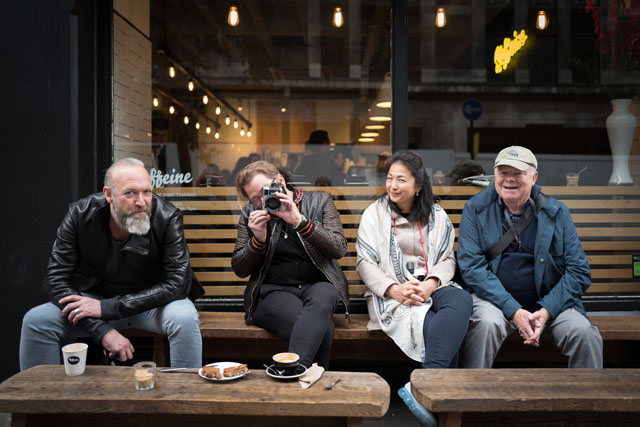 One of the mandatory coffee breaks. Matt, Thorsten, Joyce and Robert. Photo by Brett Patterson.