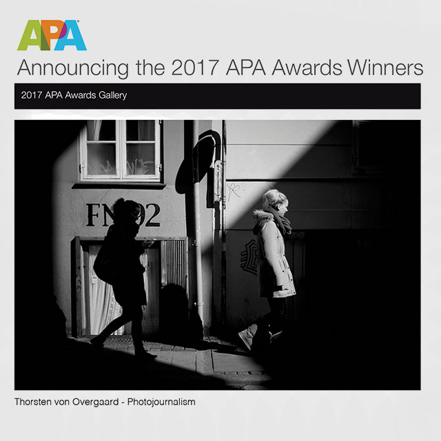 My picture "Shadowland" won the category Photojournalism in the prestigious international competition by American Photographic Artists. 