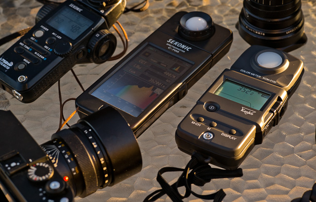 Two of the "real" color meters, the Sekonic ($1,600) and the Kenko ($800). 
