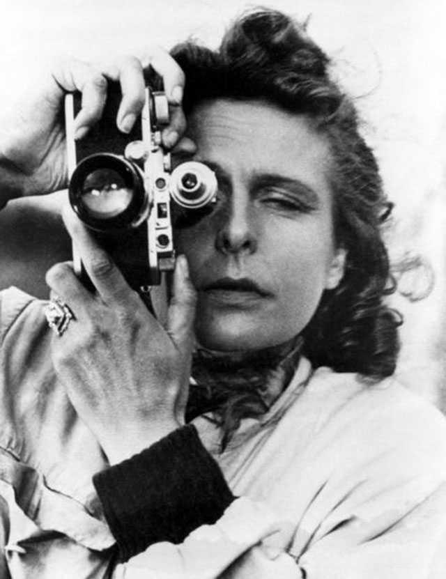 Leni Riefenstahl (Helene Bertha Amalie "Leni" Riefenstahl), 1902 - 2003) with her Leica. She kept using Leitz Leicaflex and Leica M cameras throughout her life.