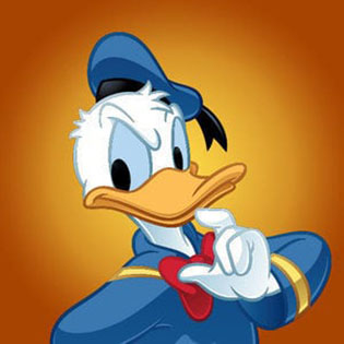 Donald Duck with black eyes without pin light.