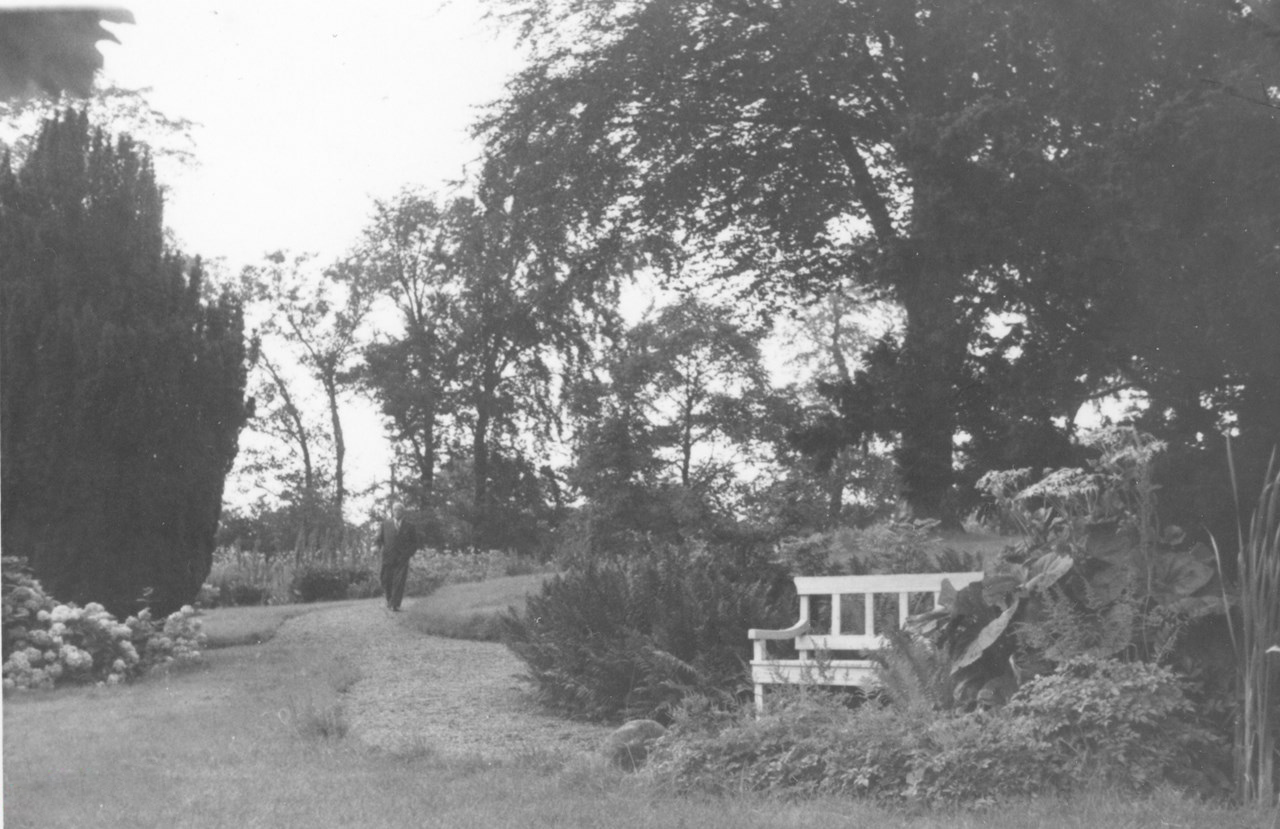 Mr. Clausen walking in the park, 1956.