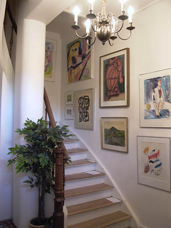 Main stairway in the Villa Nøjsomheden. The local painter Ole Østrup (1941 - 2002) lived in the villa for a while in the 1990's. 2002 