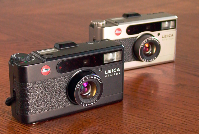Leica Minilux silver and Leica Minilux black with the 40mm Summarit F/2.4 lens