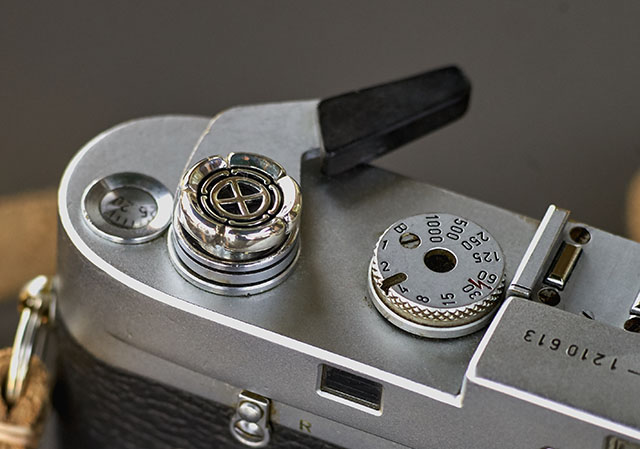Soft release button from Bashert Jewelry on my Leica M4.