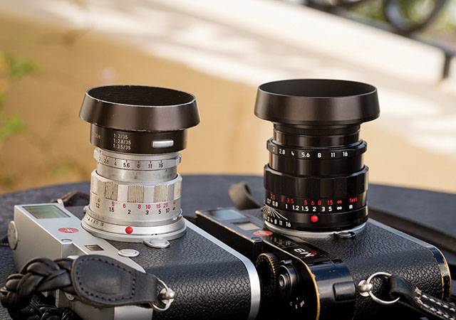 The original 1958-version of the 50mm Rigid next to my 50mm APO (2012 optical design wrapped in the special LHSA black paint version made to look like a 1958-version). © Thorsten Overgaard. 