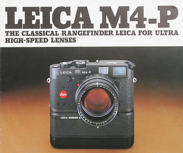 The Leica M4-P (P for Professional) of 1981 was the beginning of the Leica M6, just without the light meter built in (TTL). The Leica M4-P falls somewhere between the Leica M4 and the Leica M6; styled similarly Leica M6, and with the 'quick load' film loading system and the same framelines as the M6, the .72 viewfinder that has become the most standard for the Leica M6.