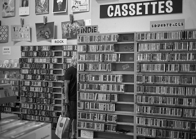 Cassettes still exist. Here it's inside Amoeba record store on Sunset Blvd in Hollywood. Leica M10 with Leica 40mm Summicron-C f/2.0. © 2018 Thorsten von Overgaard. 