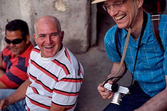 Christoph Kilger from germany having fun with the locals in Havana. Leica M10-P with Leica 50mm Summilux-M ASPH f/1.4 BC. © Thorsten Overgaard. 