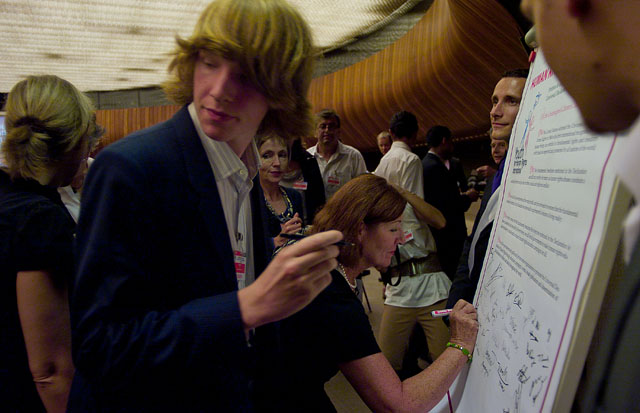 Delegates signing the Petition for Human Rights