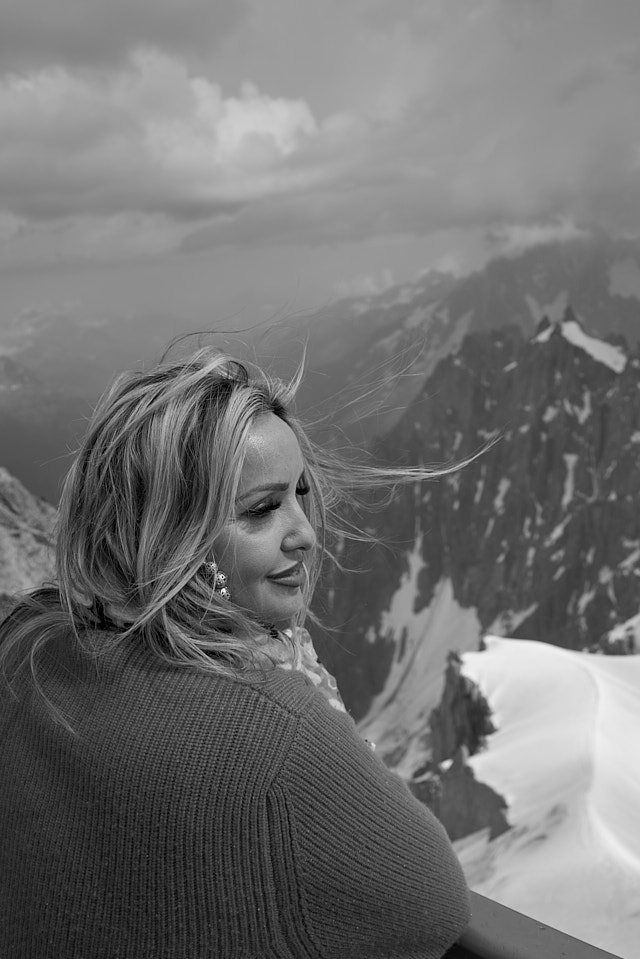 Layla Bego on the top of the mountain. Leica Q2 Monochrom. © Thorsten Overgaard. 