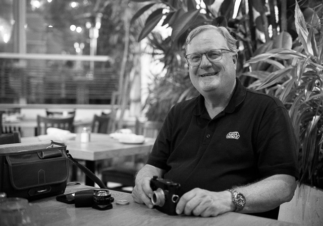 Bill Rosauer Dinner with editor of Viewfinder, Bill Rosauer. Hasselblad 907X with Hasselblad 80mm f/1.9 lens. ©Thorsten Overgaard.