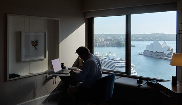 A selfie in Sydney with the Leica D-Lux 8. on tripod and using the interval function where the camera takes a photo every 2 seconds and I can then select amongst 30-60 photos, which one I want to use. I chose this one. Leica D-Lux 8. © Thorsten Overgaard.