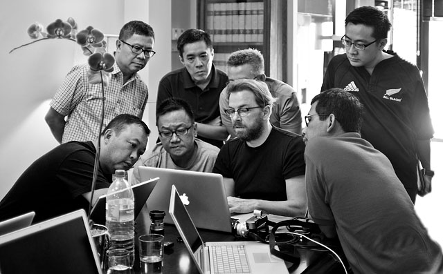 Editing in Singapore. Photo by Alan Tan. 