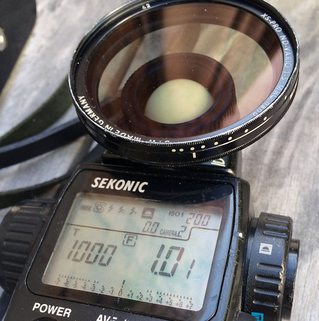 The way to measure your ND-filters is to mesure them with a light meter. The one on the picture is a B+W variable fitler where the markings are in best case science fiction, in worst case just for decoration. The Heliopan variabel ND-filters are a little defined in their markings, but also ot precise. The non-variable ND-filters are mostly 0/0 - 1/3 - 1/2 stop off what their markings say.
