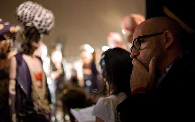 Kenzo designer Antonio Marras in deep thoughts just before show start