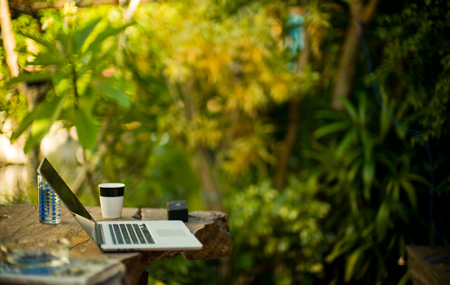 Working hard from 8 AM in our house in Bali. 