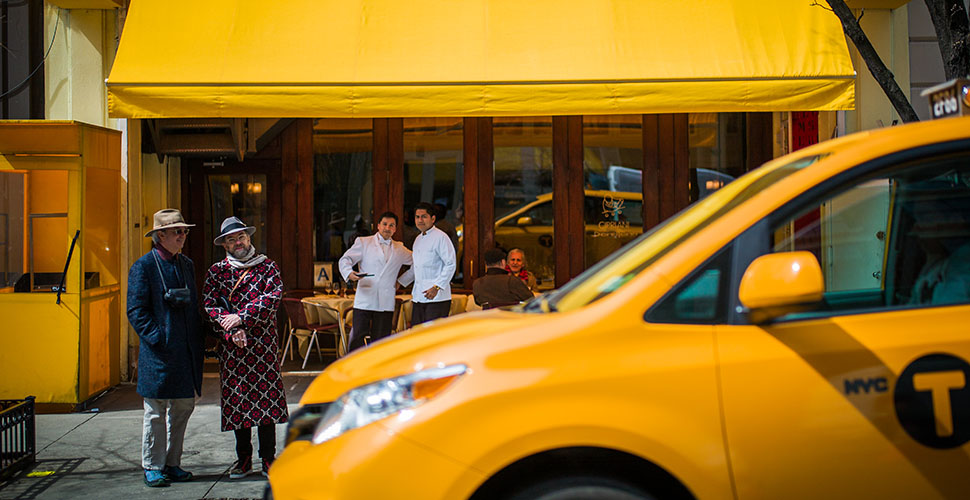 I was just in New York with some fun boys. Here's Chick Hill and I. We're having lunch across from the GUCCI store. Photo by Federico Quintana.