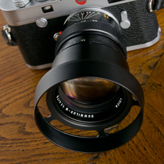 E60-75 ventilated shade Black Paint on Leica 75mm Summilux-M f/1.4