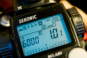 Sekonic L-758DR set to f/1.0 for stills