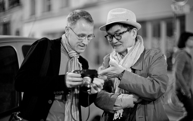 Matthias Frei and Ike Lee geeking out in Paris while we wait for our dinner table. Leica M Type 240 with Leica 50mm Noctilux-M ASPH f/0.95.