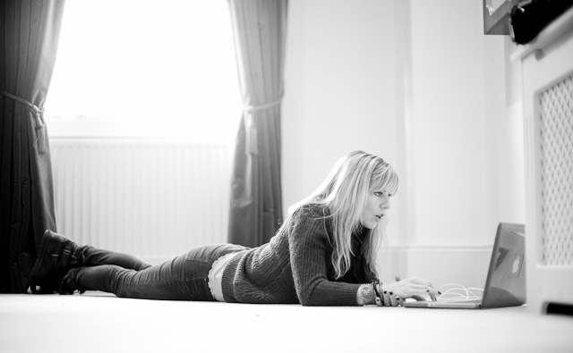 Brenda working on editing at the Overgaard Workshop ...