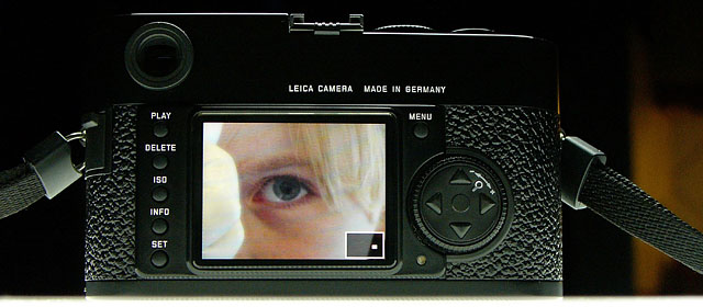 The 2.5" LCD-screen on the back of the Leica M9.