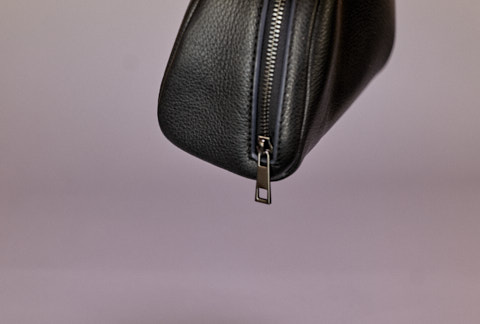 The Von Camera Pouch in MONO with gun metal zipper.