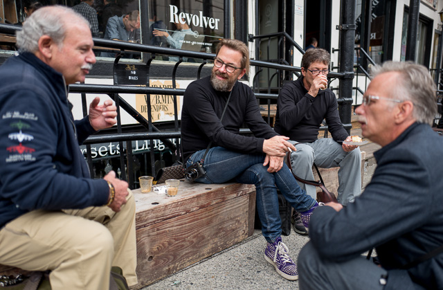 Having coffee and camera talk at the famous Revolver cafe where photographers of all kind seem to meet. Leica Q. Photo: Lawrence Hui.