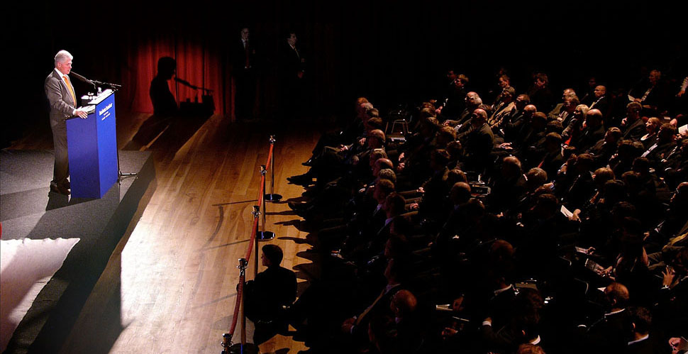 Bill Clinton speaking for an audience of 500 people in the Faroe Islands. Leica Digilux 2.