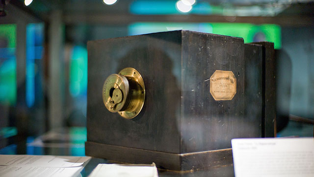 The very first commercially produced Daguerre-type camera from 1839. This is the only existing Daguerre-type camera and is on display in Peter Coeln's Westlicht Gallery in Vienna.