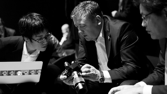 Eric Kim and product manager Stafan Daniel. . Leica M9 with Leica 50mm Noctilux-M f/1.0. © Thorsten Overgaard.