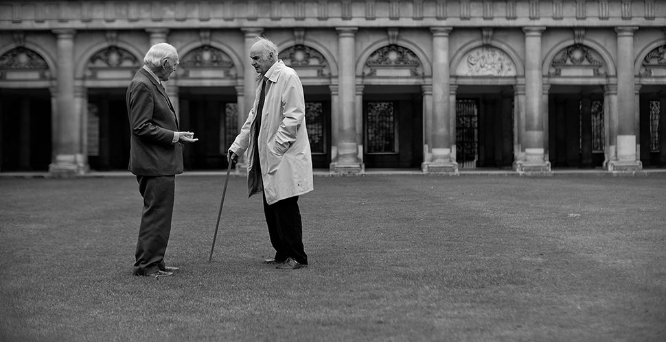 Two fellows of Cambridge University exercise their exclusive right to walk on the grass. Leica M Monochrom with Leica 50mm Noctilux-M f/1.0. 
© 2013-2014 Thorsten Overgaard.