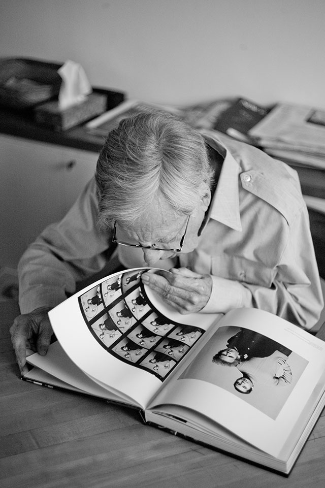 Don Hunstein with the contact sheets of Simon & Garfunkel shown in his book. Leica M Monochrom with Leica 50mm Summicron-M f/2.0 II.