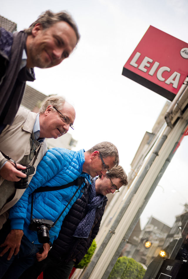 My "cameraboys" Sascha, Henk and Ron from in front of the Foto Nivo Schweitzer camera store in Amsterdam as we made short stop during my Amsterdam Workshop in May. Leica M10 with Leica 35mm Summilux-M ASPH f/1.4 FLE. © 2017 Thorsten Overgaard. 