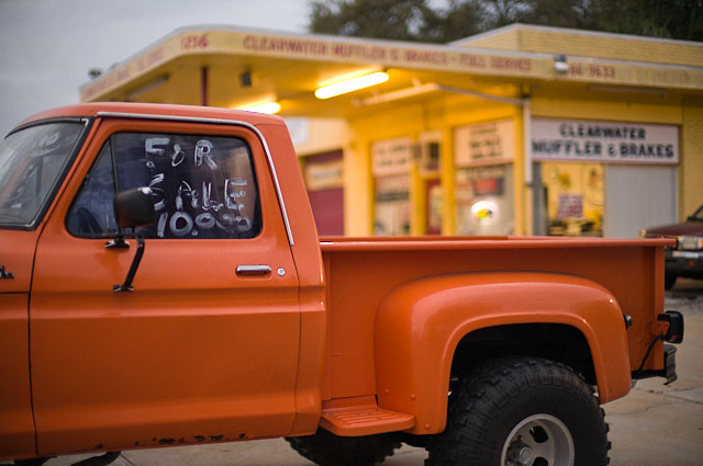 Orange truck for sale (yes, it’s gone now). Leica M11 with 50mm Noctilux- M f/0.95 edited in Capture One Pro with Leica M11 ProStandard profile. © Thorsten Overgaard. 