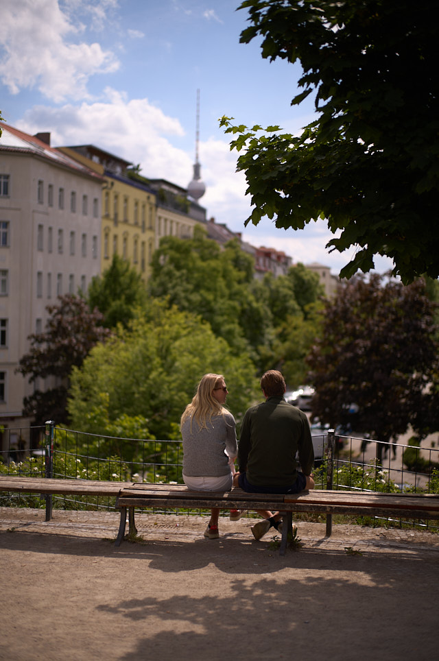 Love with a view to the radio tower in East Berlin. Leica M11 with Leica 50mm Summilux-M ASPH f/1.4 BC. © Thorsten Overgaard. 