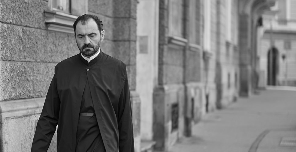 A pope on the street in Belgrade, Sunday 8AM. Leica M10-R with Leica 50mm Summilux-M ASPH f/1.4 BC. © Thorsten Overgaard.