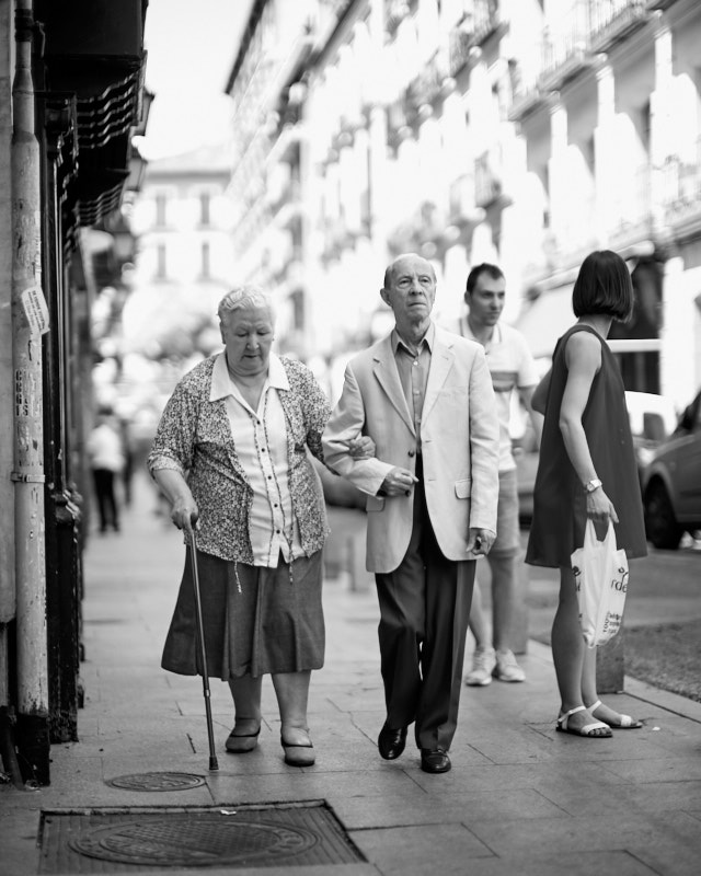 It wasn't much I did in Madrid, but it was enough. This lovely couple on the streets of Mardrid is the one photo that made it worth my time. Leica M10-P with Leica 50mm Noctilux-M ASPH f/0.95. © Thorsten Overgaard. 