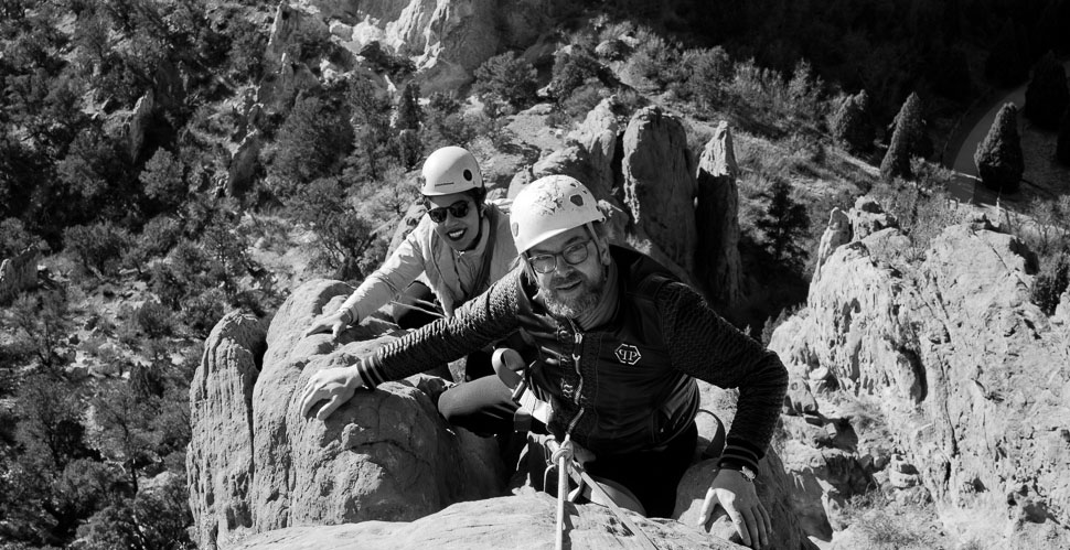 8 AM Tuesday morning: Rock climbing on the South Gateway Rock at Garden of the Gods Park in Colorado Springs. Leica M10 with Leica 50mm Summilux-M ASPH f/1.4 BC. Photo by: Natasha Smith.