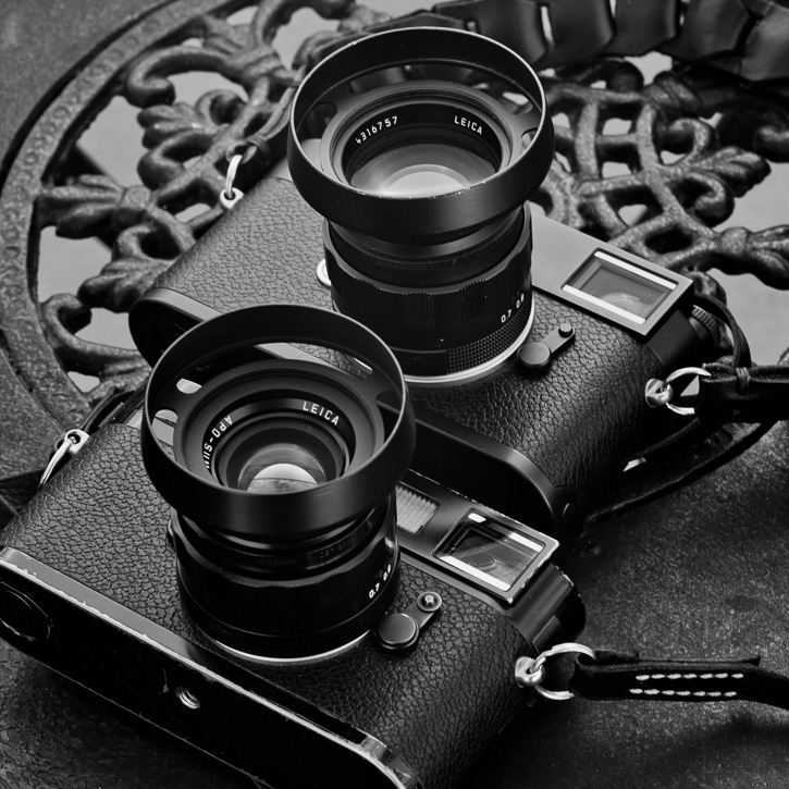 The E39 ventilated shade on the LHSA limited edition 50mm APO (2017) and the E43 ventilated shade on the limited edition 50mm Summilux-M ASPH f/1.4 (2016). Both lenses designed by Leica Camere AG's lead designer Peter Karbe.