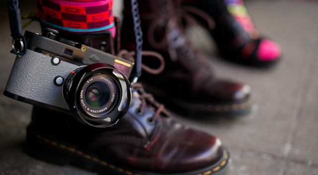 Here is Birgit Krippner's Leica M240 with 28mm Summicron-M ASPH f/2.0 and the ventilated Leica lens shade 12 466 (see below). The leather is Griptac Medium Grey.