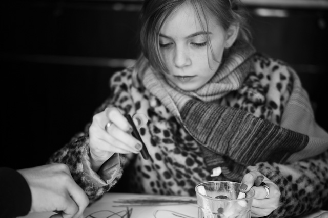 Robin drawing on the table in the Café Englen. Leica M 240 with Leica 50mm APO-Summicron-M ASPH f/2.0