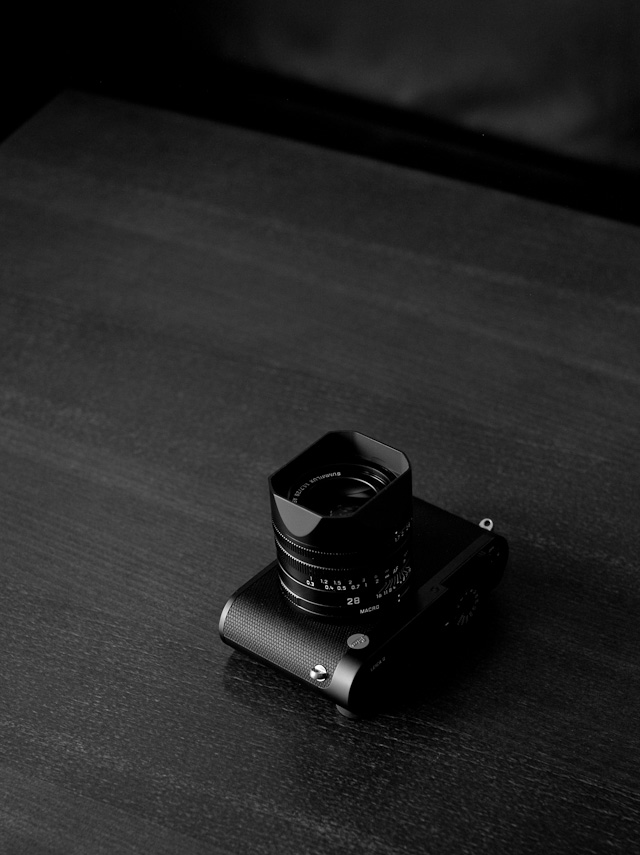 The Leica Q2 with the lens shade that comes with the camera. I find the camera design "very decisive" by which I refer to the simplicity and the cuts in shapes. © Thorsten Overgaard.