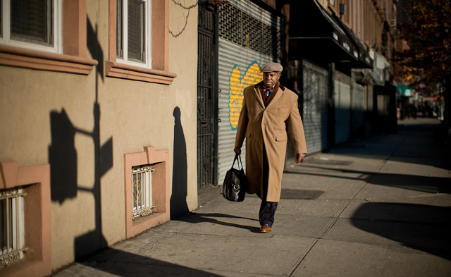 Doorman Edwin Dominguez on way to work Brooklyn. He was Doorman of the Year on Manhatten. Leica M 240 with Leica 50mm Noctilux-M ASPH f/0.95.