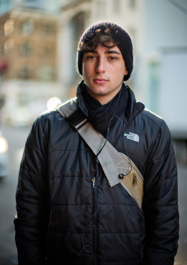 Jacob Jonas is a inrternational dancer I met in a hat store in New York. He asked if I would take a picture of him outside.