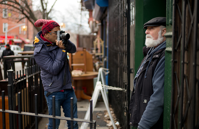 Indian film producer Rajesh Krishnan photographing our new friend, Leonard Goodstein, Prophecies Gallery Inc with him and his four sons.