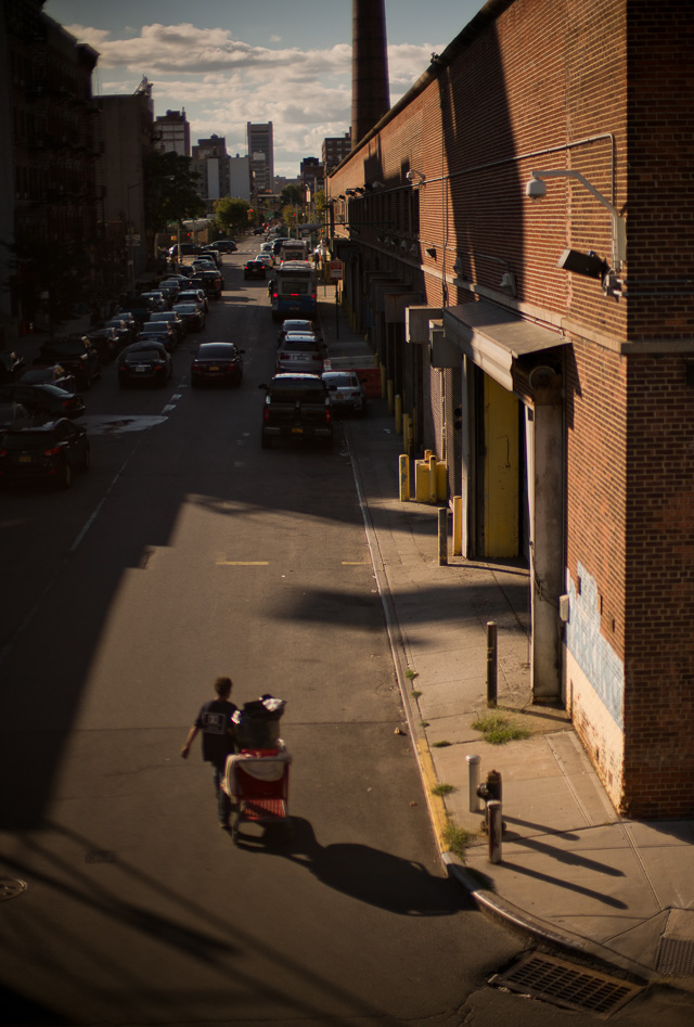 126th Street seen from Harlem River Drive. I was waiting around on the bridge for 20 minutes for someone to pass below. This was actually one of the first ones I did. Leica M 240 with Leica 50mm Noctilux-M ASPH f/0.95. 