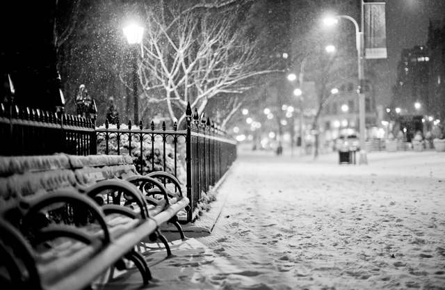 The New York 2016 Blizzard. I went out at 03 AM in the morning as it had started snowing. Here it is by Madison Square Park. Leica M 240 with Leica 50mm Noctilux-M ASPH f/0.95. © 2016 Thorsten von Overgaard.   