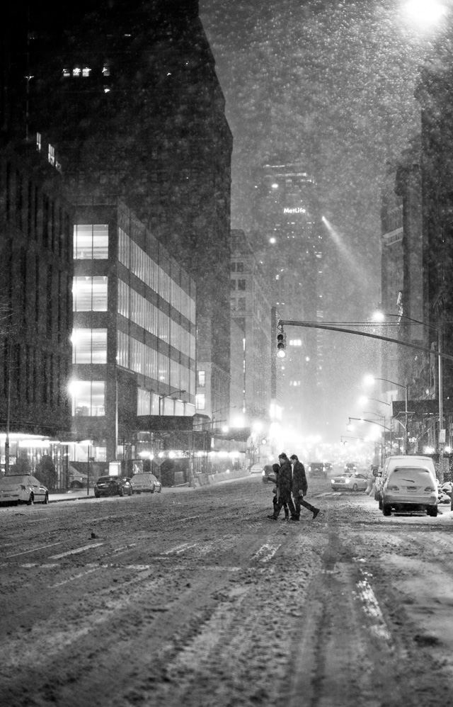 6th Avenue with the MetLife building in the background and the last drunk people trying to get home. 04 AM in New York during the 2016 Blizzard. Leica M 240 with Leica 50mm Noctilux-M ASPH f/0.95. © 2016 Thorsten von Overgaard.